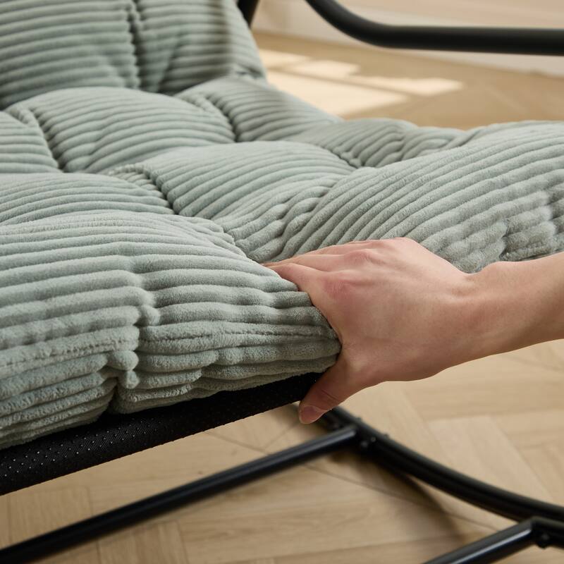 Outdoor Rocking Chair, Comfy Cushion, with Soft Thick Cushion,for Living Room, Bedroom, Reading Room, Black Frame with Cushion