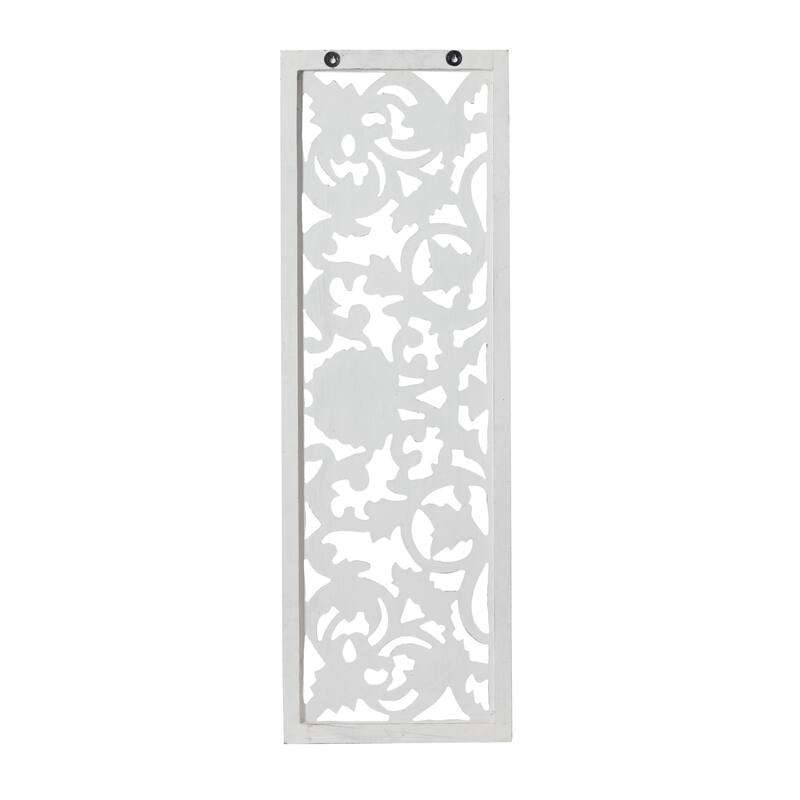 White Wooden Handmade Intricately Carved Floral Home Wall Decor (Set of 3)