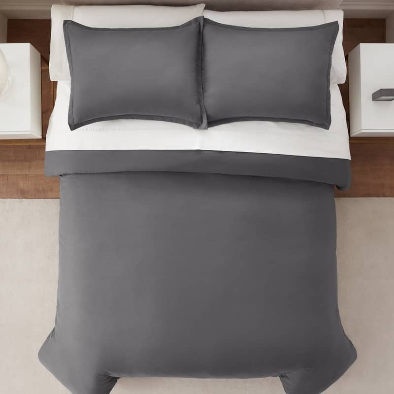 Serta Simply Clean Antimicrobial 3 Piece Duvet Set