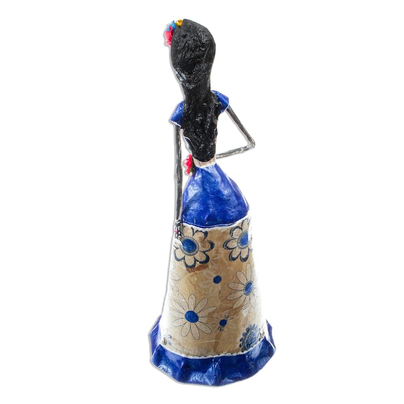 Novica Handmade Catrina With Flower Papier Mache Sculpture
