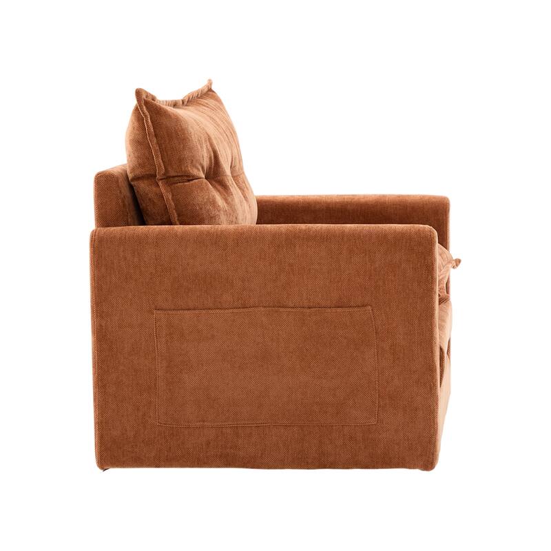 GALDWIN Chenille Upholstered 360°Degree Swivel Mid Century Modern Arm Chair for Living Room