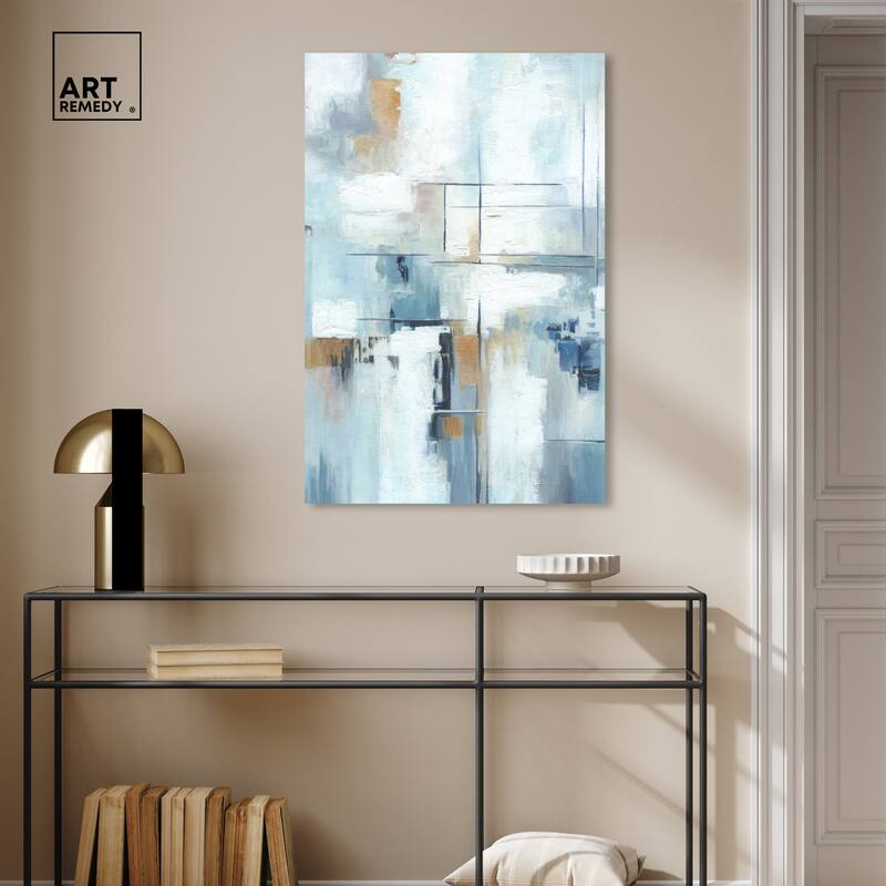 Art Remedy House Of Lines Ii Gallery Wrapped Blue Abstract 1 Piece Canvas Wall Art
