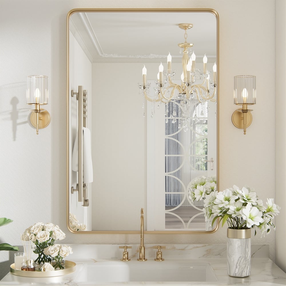 Modern Rounded Rectangle Metal Frame Wall Mirror