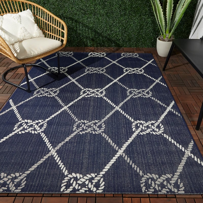 Spence Nautical Trellis Indoor/Outdoor Area Rug - 7'10" x 10' - Navy