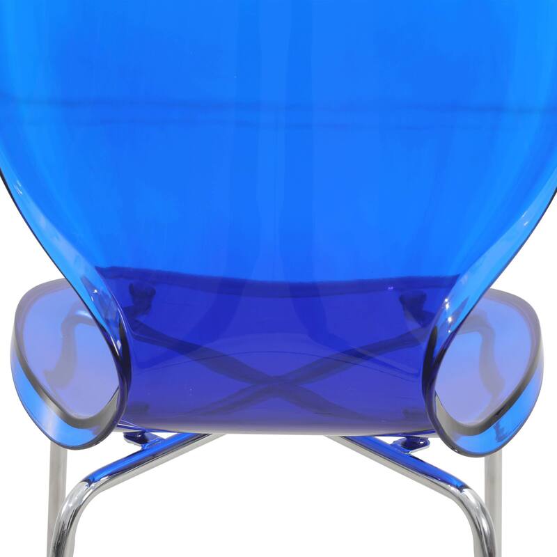 Acrylic Barstool with Steel Frame in Chrome Finish Oyster Series Set of 2