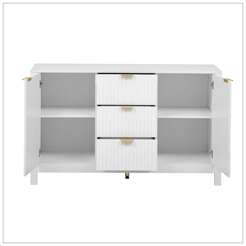 Entryway Cabinet with Wave Design with 3 Adjustable Shelves