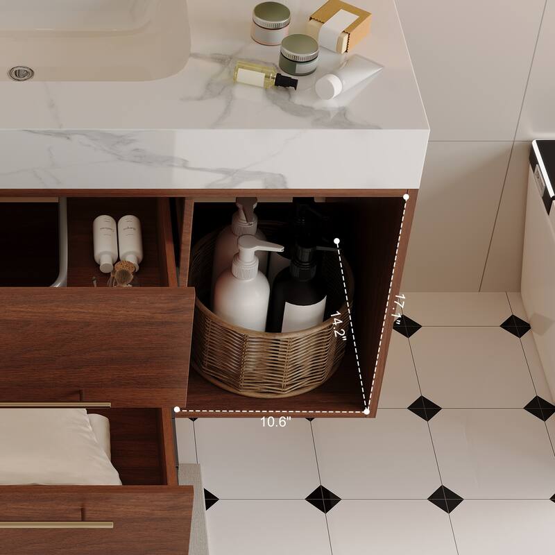 39.4" Ceramic Sink Bathroom Vanity, Floating Bathroom Vanity