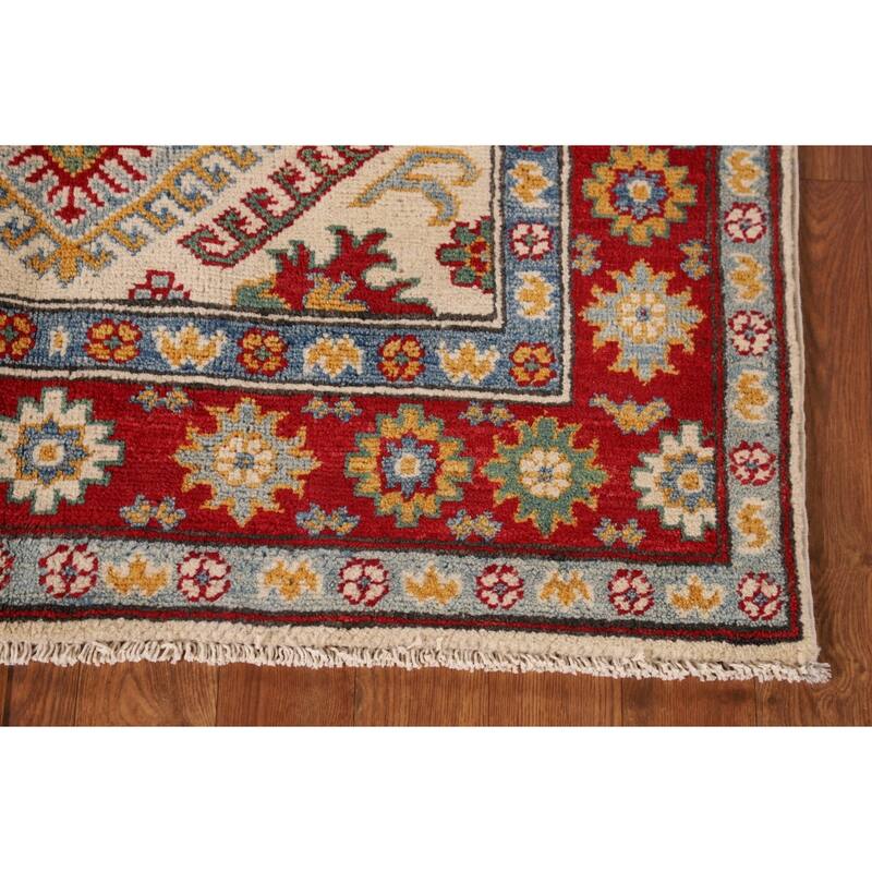 Traditional Kazak Accent Rug Hand-Knotted Oriental Wool Carpet - 3'3"x 4'8"