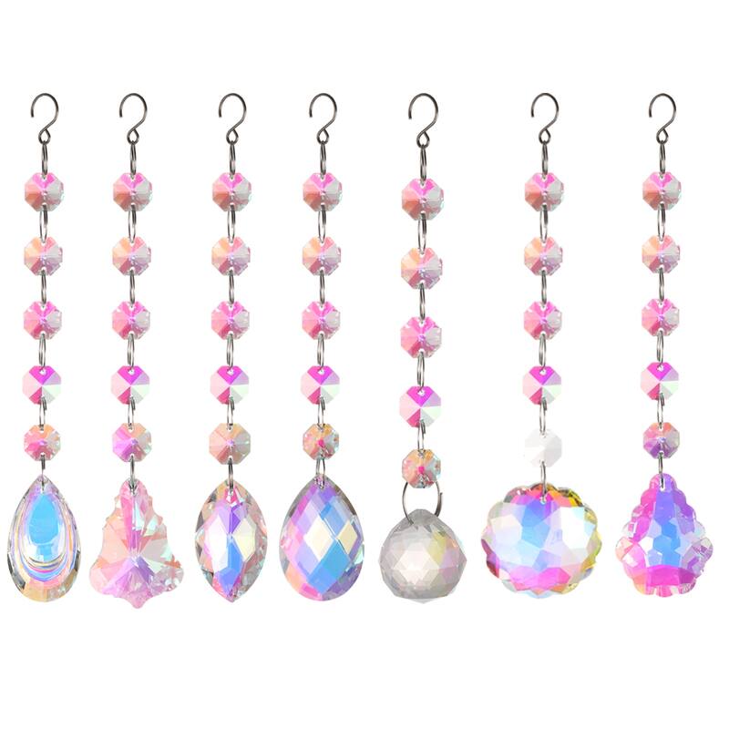 7Pcs Colorful Crystal Sun Catchers Hanging Suncatcher Prism Pendant Ornament