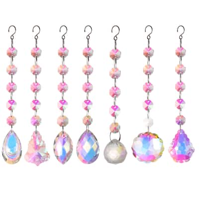 7Pcs Colorful Crystal Sun Catchers Hanging Suncatcher Prism Pendant Ornament