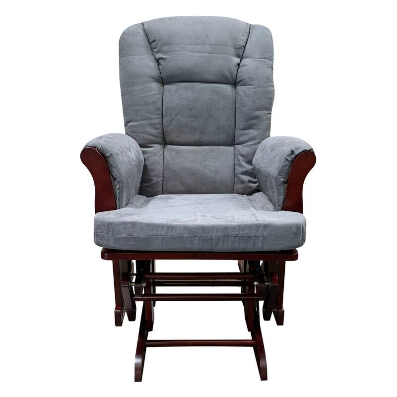 Transitional 31" Ottoman Gliders Chair with Cherry Finish Frame and Footstool