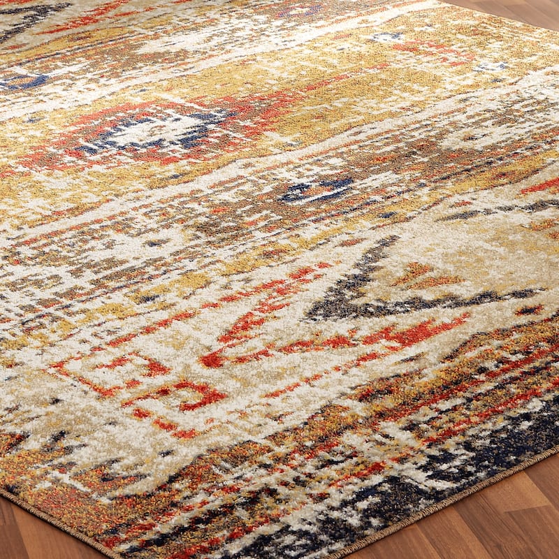Porch & Den Quince Distressed Diamond Band Area Rug