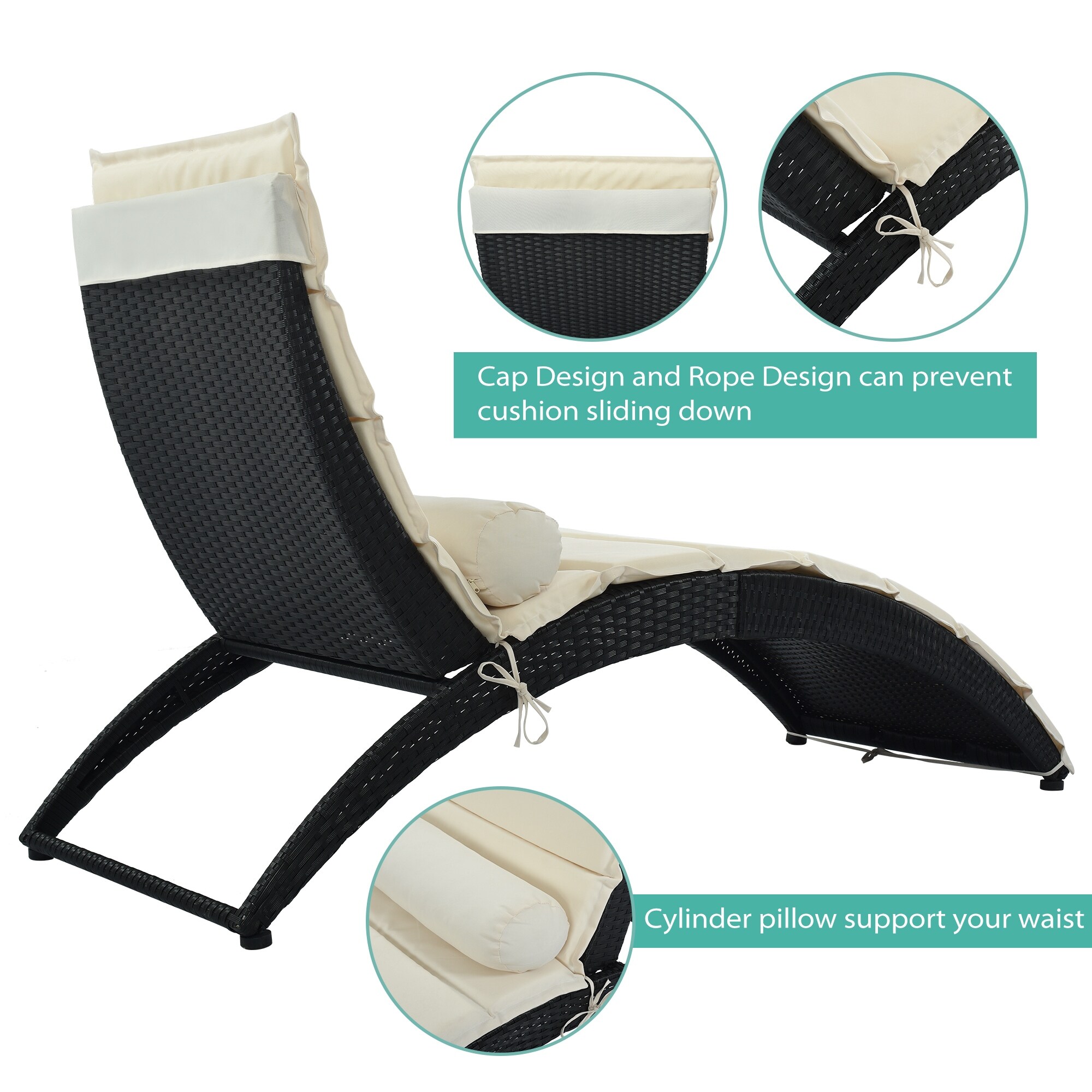 Rattan foldable sun discount lounger