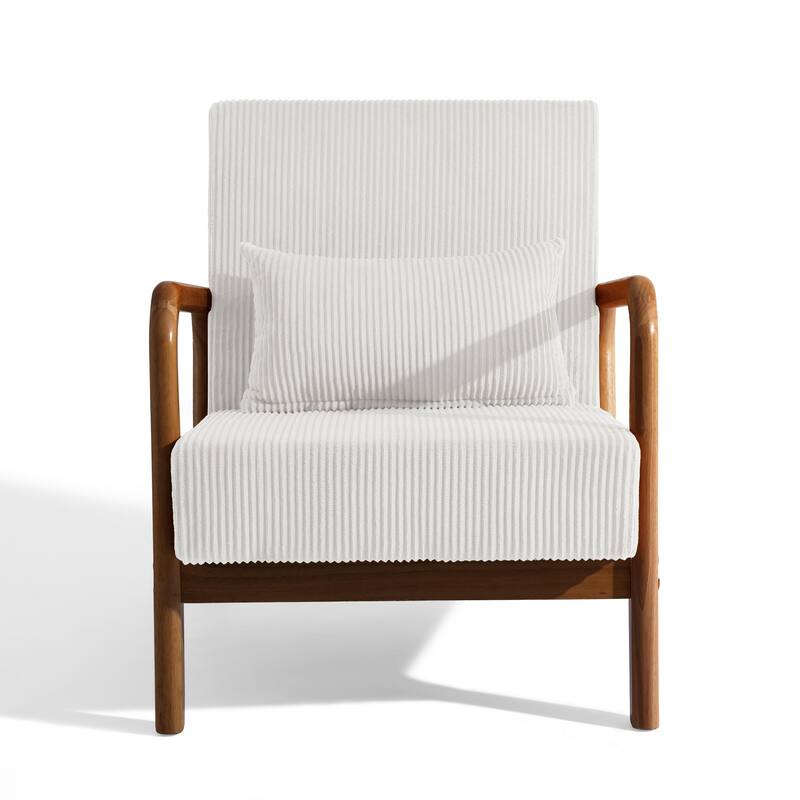 Uixe Mid Century Solid Wood Upholstered Corduroy Accent Chair