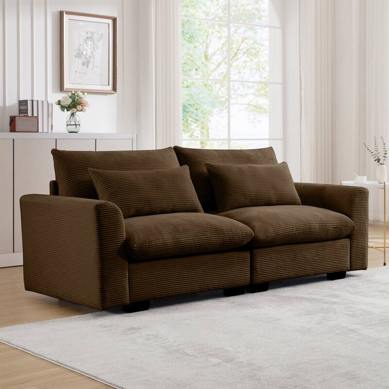 86.6" Luxury Loveseat, Corduroy Upholstered Sofa 2 Seater Couch with Armrests for Living Room, Bedroom, Apartment