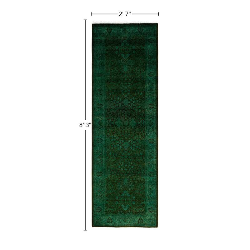 Overdyed One-of-a-Kind Hand-Knotted Area Rug - Green - 2' 7" x 8' 3"