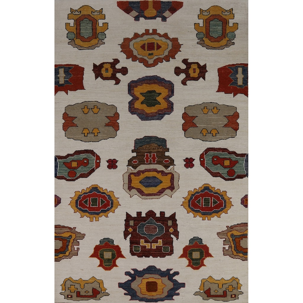 Vegetable Dye Gabbeh Oriental Area Rug Hand-Knotted Wool Carpet - 5'1" x 8'3"