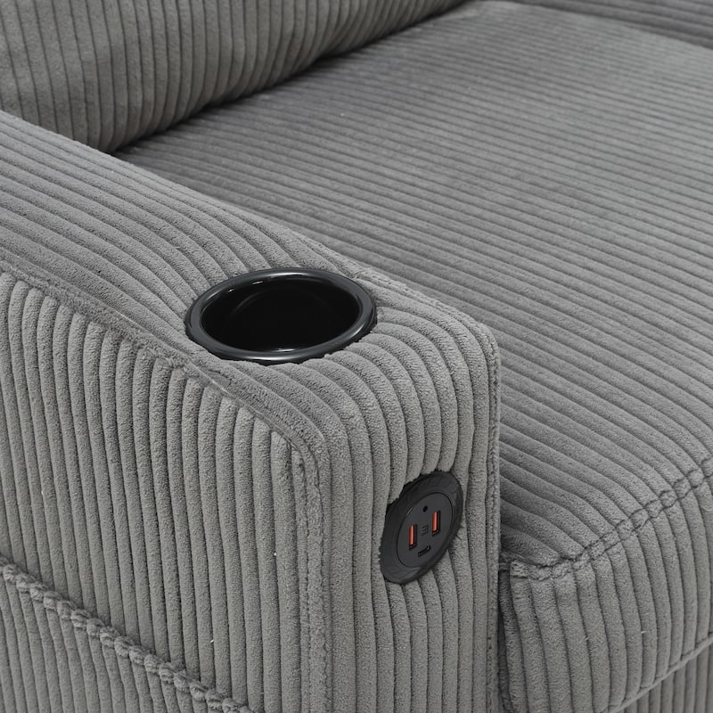 Small Sectional Couches with Storage, 78" L Shaped Sectional Couch with Ottoman, Modular Upholstered Sofa with USB Ports