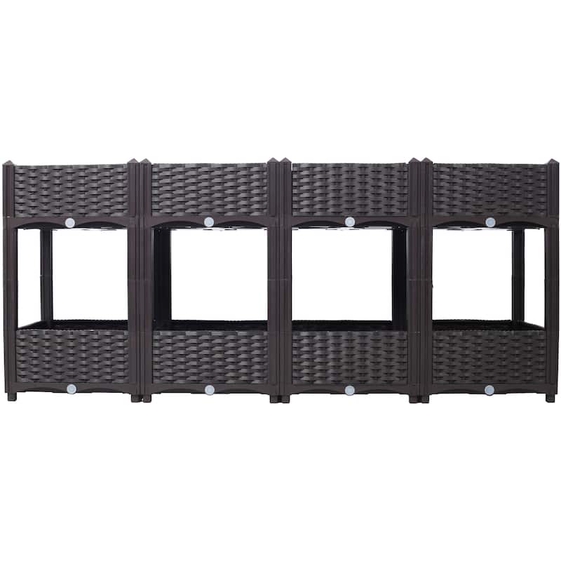 Modern Minimalist Garden Bed with Drainage Plug Raised Bottom Drainage Holes, for Vegetable Flower Herb Outdoor - 8' x 10'