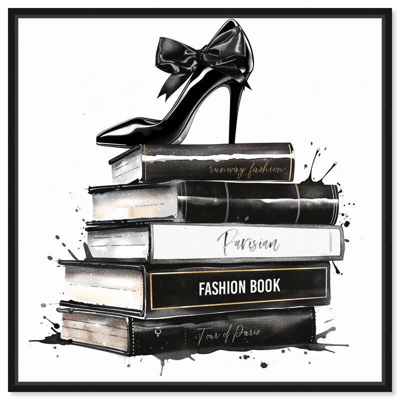 Classic Book Stack Canvas by Art Remedy - Black - 12" x 12"