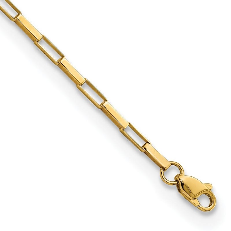 Curata 14k Gold Polished Fancy Box Links Bracelet 7.5 Inch