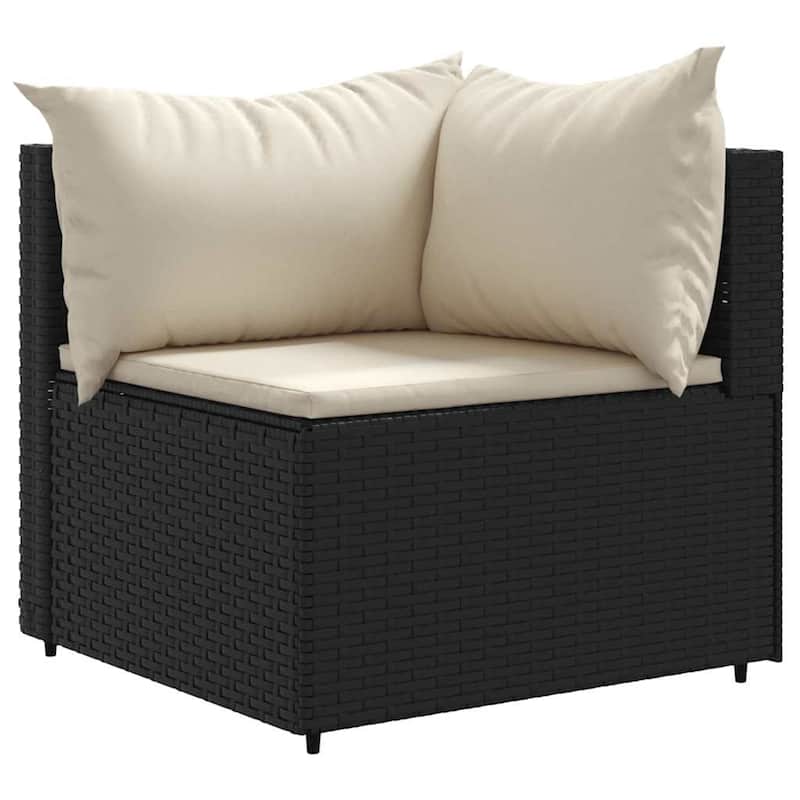 vidaXL Patio Lounge Set with Cushions Sectional Sofa Garden Backyard Poly Rattan - 24.8 x 24.8 x 22.6