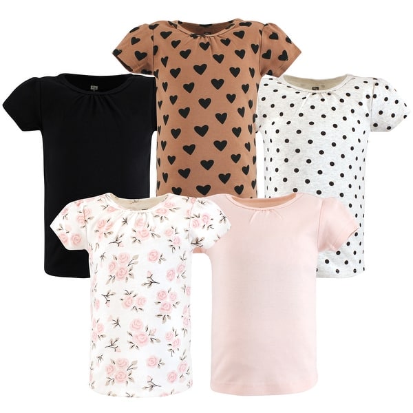slide 1 of 1, Hudson Baby Infant Girl Short Sleeve T-Shirts, Cinnamon Pink Prints 6-12 Months - Cinnamon Pink Prints