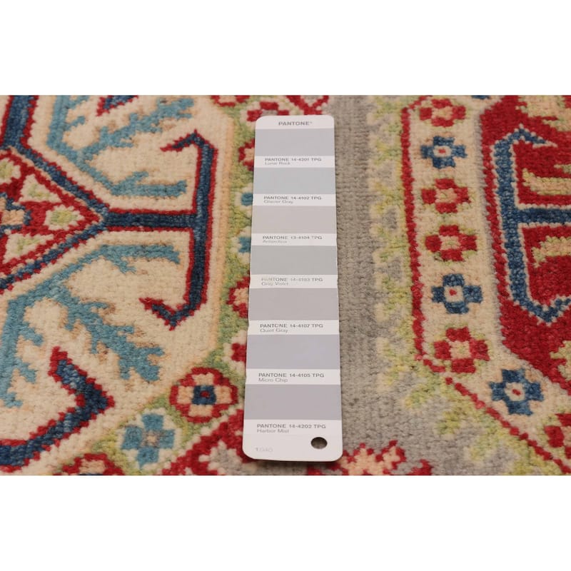 ECARPETGALLERY Hand-knotted Uzbek Ghazni Grey Wool Rug - 3'4 x 4'8