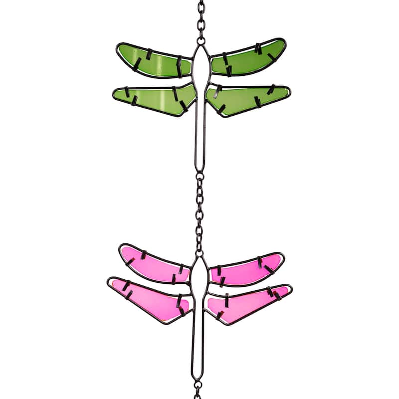 72 in. Stained Glass and Metal Dragonfly Rain Chain