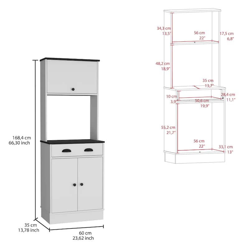 Tampa Kitchen Pantry with Drawer and 2 Cabinets