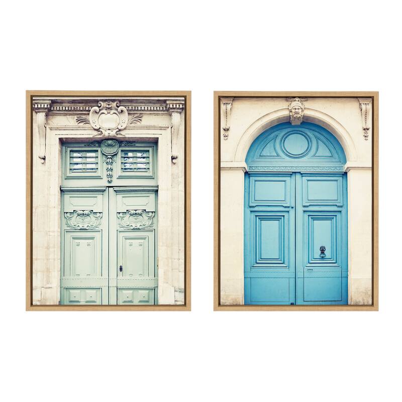 Kate and Laurel Sylvie Parisian Door Canvas Set by Caroline Mint