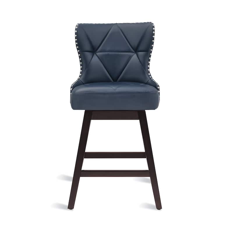26 in. Modern Faux Leather/Fabric Upholstered Swivel Bar Stools with Wood Frame for kitchen Island(Set of 2)