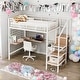 preview thumbnail 14 of 24, Full Size Loft Bed With Desk,Lateral Storage Ladder and Wardrobe for Home White