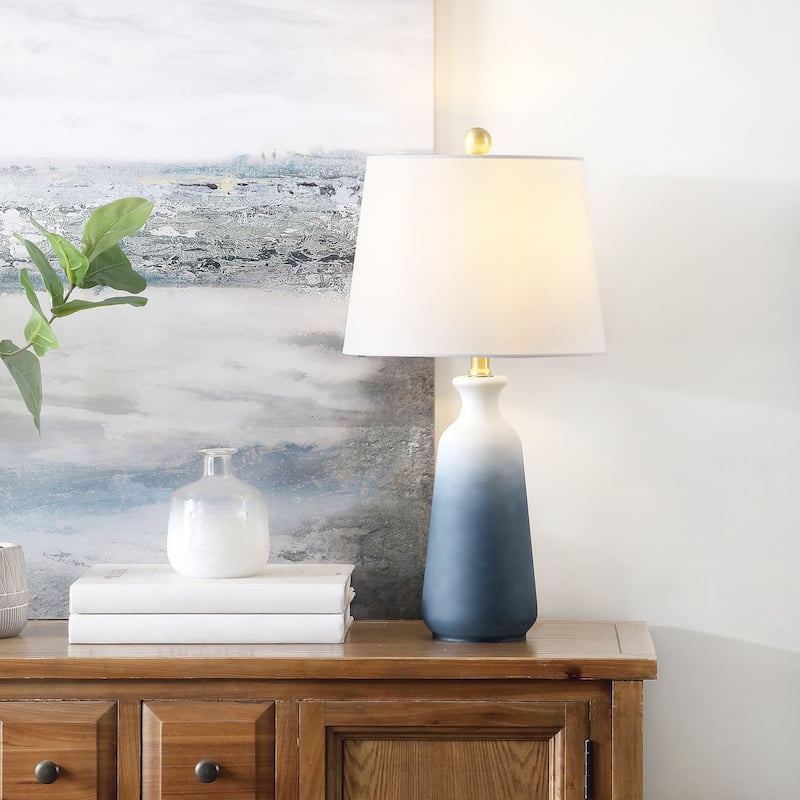 SAFAVIEH Lighting Fethiye 23-inch White/ Blue LED Table Lamp - 12" W x 12" L x 23" H - 12Wx12Dx23H