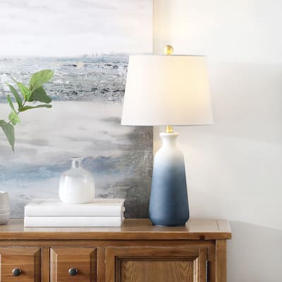 SAFAVIEH Lighting Fethiye 23-inch White/ Blue LED Table Lamp - 12" W x 12" L x 23" H - 12Wx12Dx23H