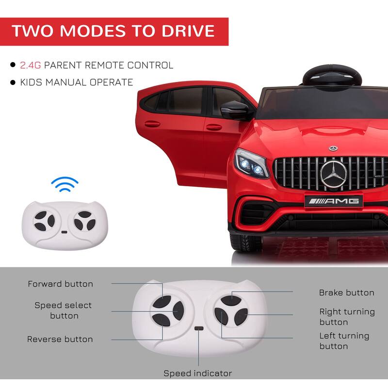Mercedes-Benz Licensed 12V Kids Electric Car with Realistic Design, Remote Control, Safety Belt and MP3 Player