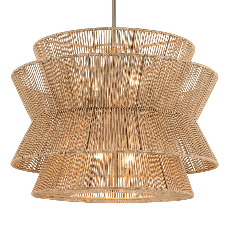 Kichler Lighting Ophira 28 Inch 4 Light Pendant with Jute Shade in Champagne Bronze