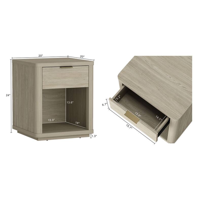 Manhattan Comfort Evelyn 1 Drawer Modern Nightstand
