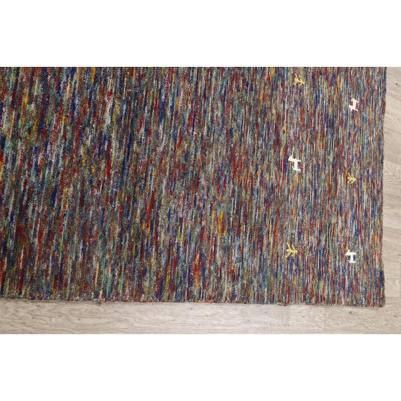 Hand Knotted Oriental 100% Wool Carpet Tribal Abstract Multi-Colored Gabbeh Area Rug - 8' 1'' X 5' 3''