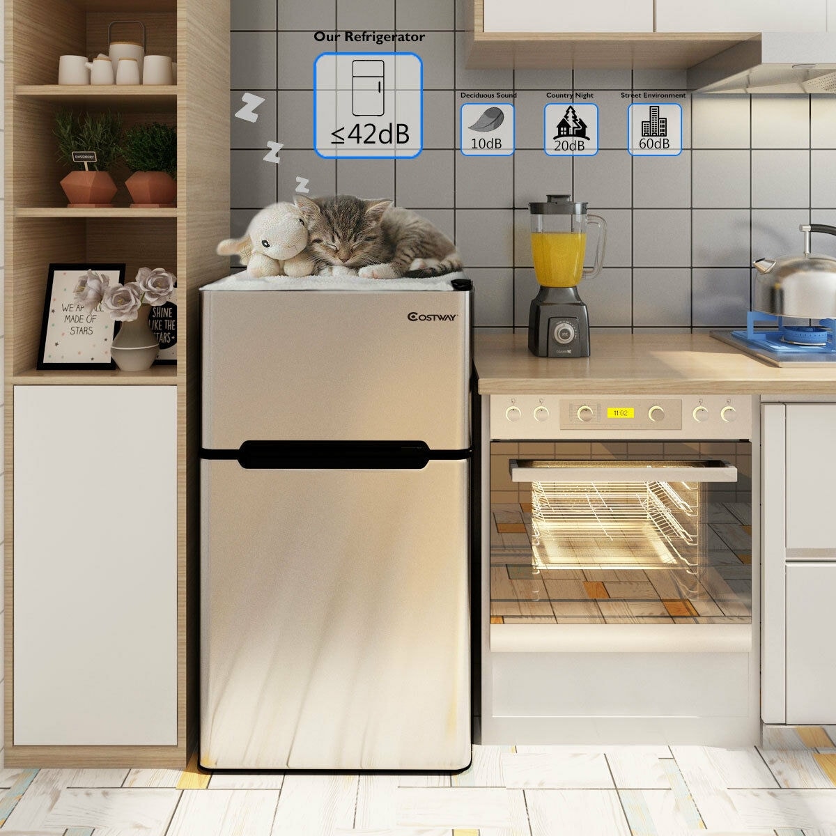 Unit Costway Refrigerator Small Freezer Cooler Fridge Compact 3.2 cu ft 