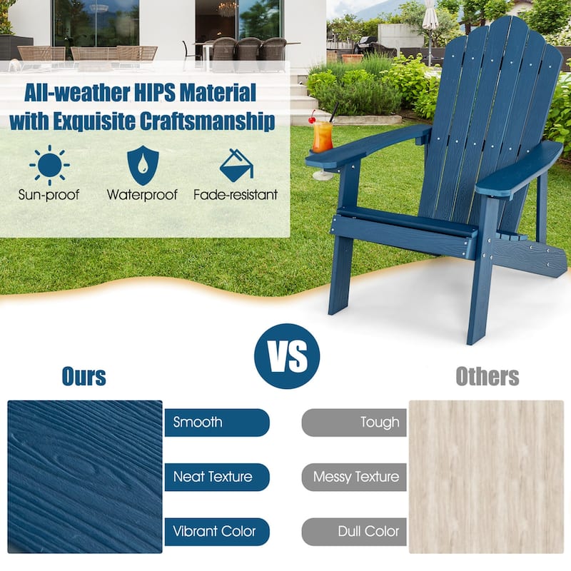 Costway Adirondack Chair HIPS Adirondack Chair with Cup Holder & - See Details