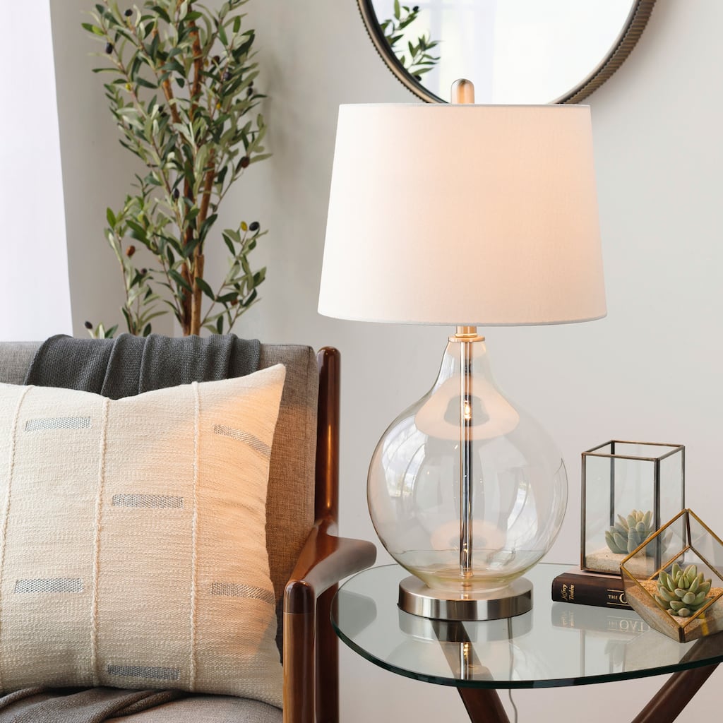 Virtusa Glass and Metal Modern Table Lamp