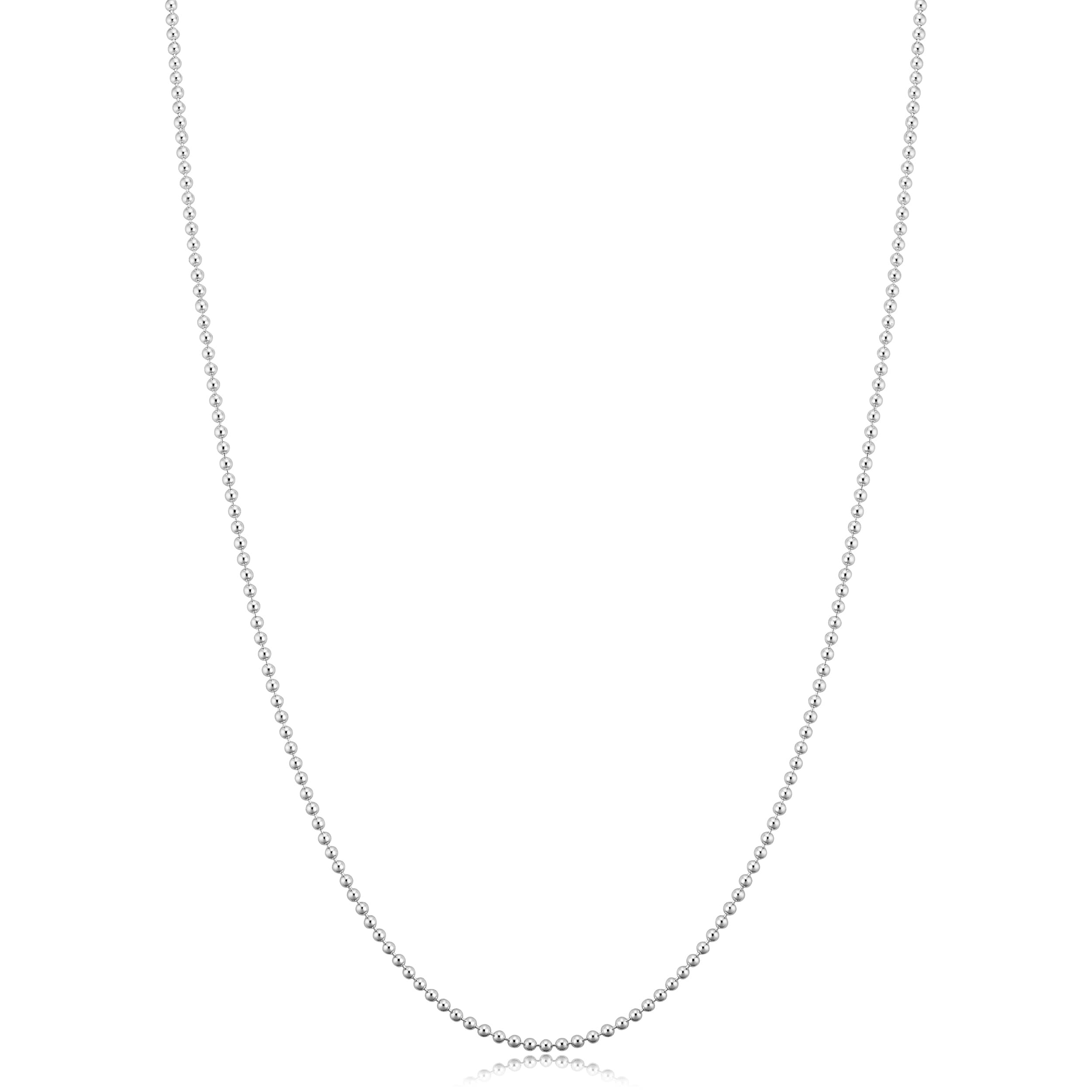 Au Naturale 925 Sterling Silver 1.2 millimeter Polished Ball Chain Necklace for Women (18 - 30 inches)