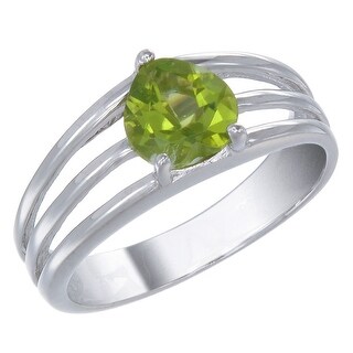 1.10 cttw 8x6 MM Emerald Shape Peridot Ring .925 Sterling Silver 