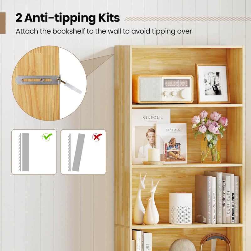 Costway 70" Tall 6-Tier Bookcase with 6 Open Shelves Anti-Toppling - See Details