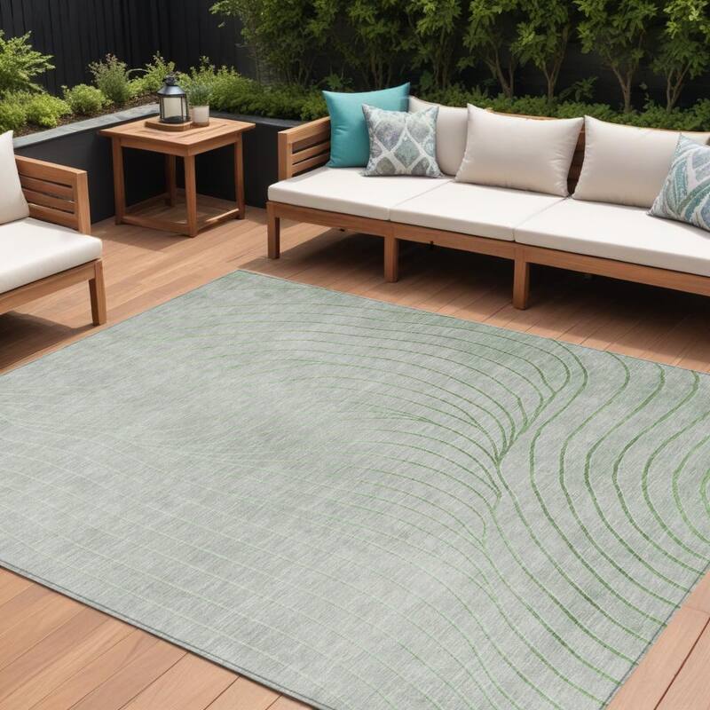 HomeRoots Abstract Transitional Rectangle Outdoor Rug - 8' X 10'