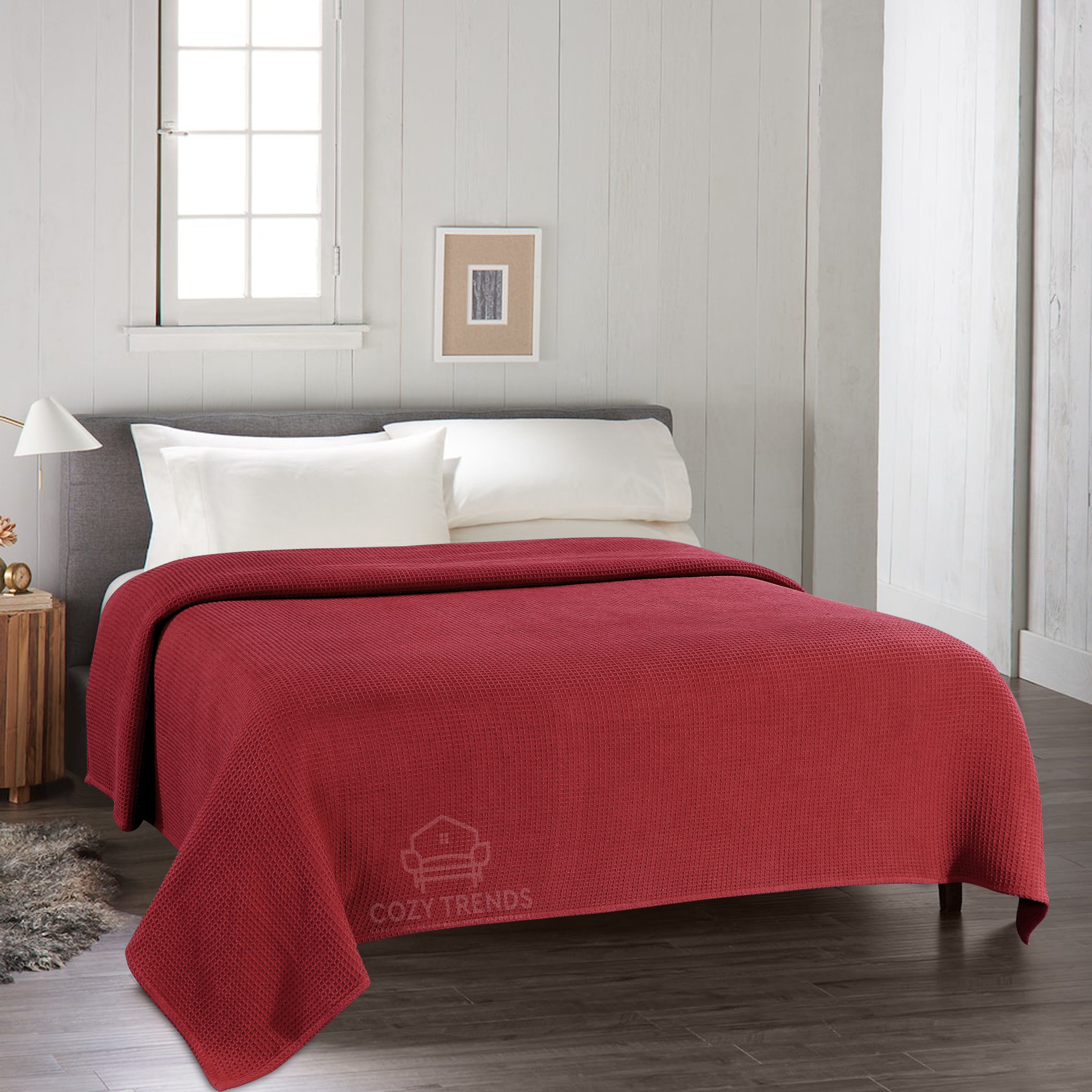 100-percent Cotton Waffle Weave Medium Weight All Season Thermal Blankets -  On Sale - Bed Bath & Beyond - 32461939