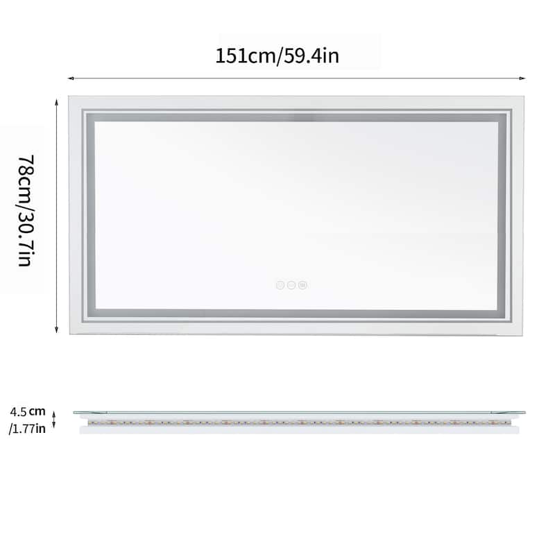 Super Luxury Jumbo LED Mirror Wall Vanity Anti-Fog Mirrors with Plug