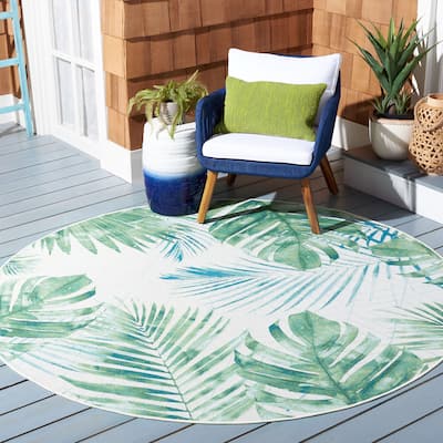 SAFAVIEH Barbados Nairne Tropical Indoor/ Outdoor Waterproof Patio Backyard Rug