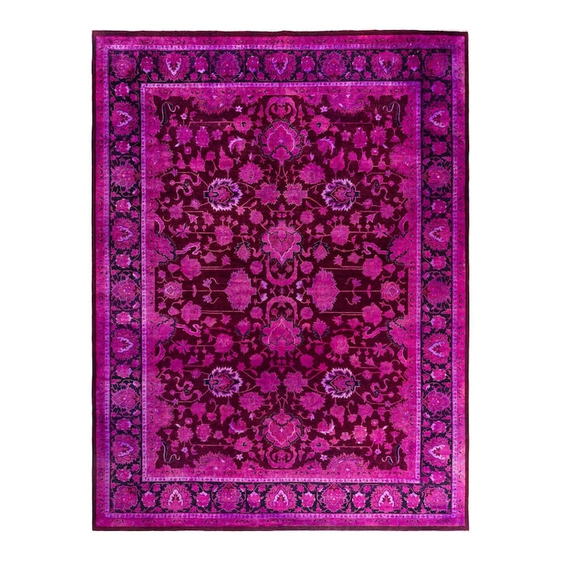 Overdyed, One-of-a-Kind Hand-Knotted Area Rug - Pink - 9' 2" x 12' 2"
